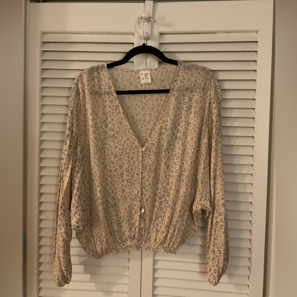 By Together Cream and Gray Leopard Print Top